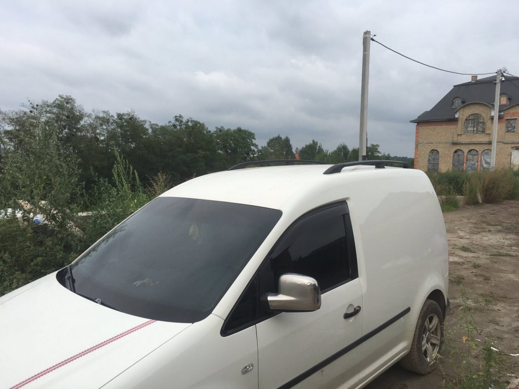 Рейлінги чорні Максі. база, Пластикові ніжки для Volkswagen Caddy 2015-2020 рр.
